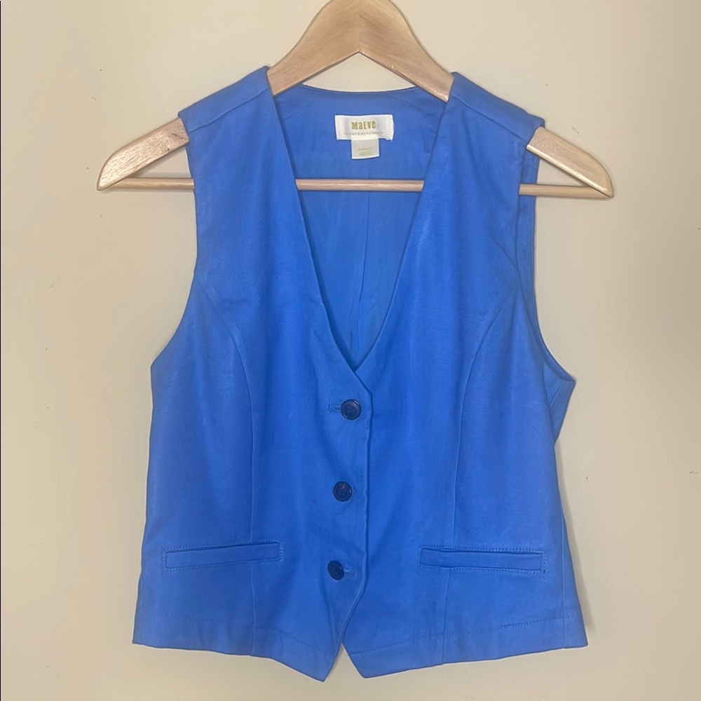 Maeve Blue Button Down Vest